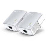 TP-Link PA4010KIT AV600 Powerline Ethernet Adapter Kit. Plugs into wall, extends network via electrical circuit. Compact design.