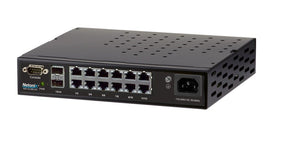 Netonix NTX-WS-12250-AC: 12-Port managed PoE switch with AC power, 2 SFP uplink ports, and a 24V-48V, 250W power supply.