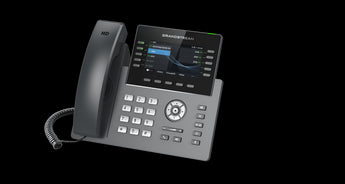 Grandstream GRP2615 desk phone with a 4.3-inch color display, 40 multi-purpose keys, Wi-Fi 6, and Bluetooth support.