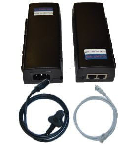 Clearline Surge Protected Gigabit PoE Injector, 48V 0.8A, SA Type M 3-Pin Cord, used for powering network devices.
