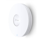 TP-Link EAP620 HD AX1800 ceiling mount access point. White, round design with multiple indicator lights for optimal Wi-Fi 6 performance.