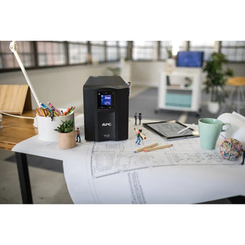 APC Smart-UPS C 1000VA LCD Tower UPS with SmartConnect, providing battery backup and surge protection.