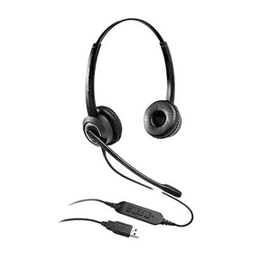 Grandstream GUV3000 HD USB binaural headset. Professional, noise-canceling, with adjustable headband and soft ear cushions for comfortable use.