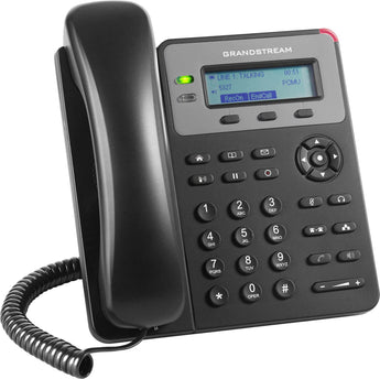Grandstream GXP1615 desk phone with 1 line, 2 call appearances, HD audio, and PoE support for efficient small business communication.