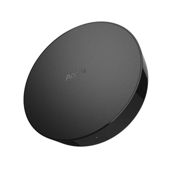 Aqara Hub M2: a smart home hub that connects Aqara sensors and Zigbee devices. It supports Wi-Fi and Ethernet for Apple HomeKit integration.