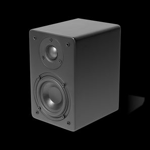 Black TruAudio CT Bookshelf Speaker: 4" glass fiber woofer, 1" aluminum tweeter for high-quality home audio and theater use.