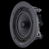TruAudio PP-6 in-ceiling speaker, 6.5 inch, frameless design. Shows a white circular speaker with a visible woofer and tweeter.