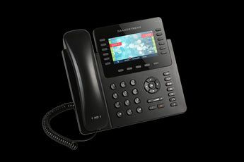 Grandstream GXP2170 desk phone with 12 line keys, a color display, and conferencing features, designed for busy professionals.