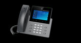 Grandstream GXV3350: 16-line enterprise video phone with touchscreen, Gigabit ports, Wi-Fi, Bluetooth, and Android interface.
