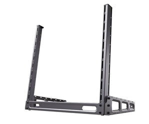 MikroTik 19-inch, 10U desktop rack. Adjustable angle, space for cable management. Can be mounted under or on a table.