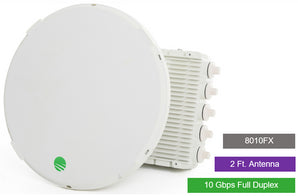 Siklu SK-EH8010FX-10GB-2FT E-Band 80GHz PTP link with a 2ft external antenna, providing 10Gbps full-duplex wireless connectivity.