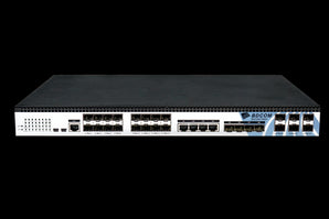 BDCOM P3600-16E: 16-port EPON OLT headend. Rack-mounted unit with dual hot-swap power supplies for reliable network performance.