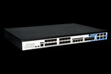 BDCOM P3600-16E: 16-port EPON OLT headend. Rack-mounted unit with dual hot-swap power supplies for reliable network performance.