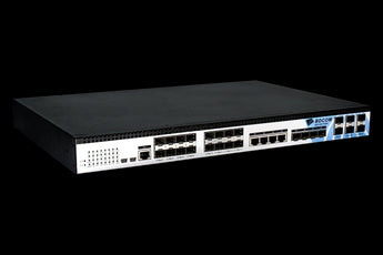 BDCOM P3600-16E: 16-port EPON OLT headend. Rack-mounted unit with dual hot-swap power supplies for reliable network performance.