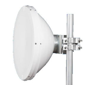 Jirous 680mm parabolic antenna, 34.1dBi gain, operating at 10-12 GHz. Optimizes Mimosa B11 backhaul radio signals.