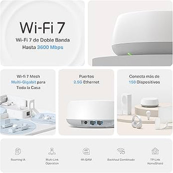 TP-Link BE3600 (HB210) Mesh WiFi 7 access point. Features a sleek design and 2.5 GbE ports for whole-home, high-speed internet.