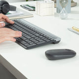 Logitech MK470 Graphite wireless keyboard and mouse combo on a desk