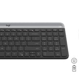 Logitech MK470 Graphite wireless keyboard and mouse combo on a desk
