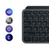 Logitech MX Keys S Graphite Wireless Keyboard: Low profile, backlit, with programmable keys for enhanced productivity.