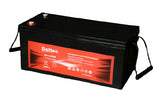 Deltec 12V 200Ah AGM Battery, model DT-12-200AGM. A deep cycle battery designed for frequent charging and discharging, ideal for off-grid power.