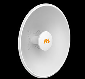 Mimosa N5-X25 single twist-on dish antenna, 5GHz 25dBi, 430mm. Provides extended range and reliable wireless connectivity.
