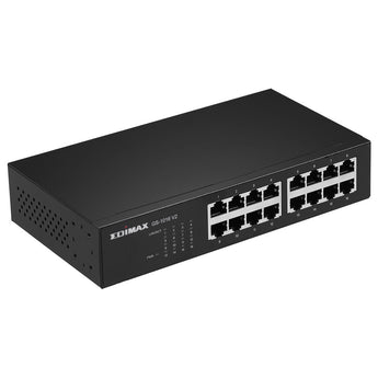 Edimax GS-1016-V2: 16-port unmanaged gigabit switch. Metal housing, rack-mountable. Provides fast Ethernet connectivity for small to medium networks.