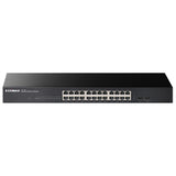 Edimax GS-1026-V3: 24 port unmanaged gigabit switch with 2 SFP ports for high-speed network connectivity.