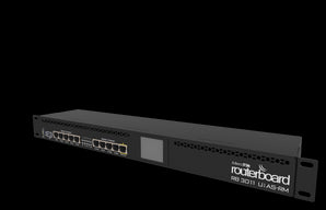 MikroTik RB3011UiAS-RM: 1U rackmount router, 10x Gigabit Ethernet ports, SFP port, USB 3.0, and LCD. For high-performance networking.