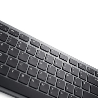 Dell Premier Multi-Device Wireless Keyboard and Mouse (KM7321W) on a white surface.