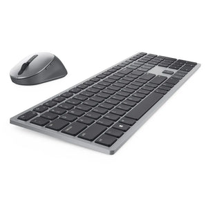 Dell Premier Multi-Device Wireless Keyboard and Mouse (KM7321W) on a white surface.