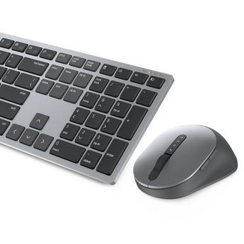 Dell Premier Multi-Device Wireless Keyboard and Mouse (KM7321W) on a white surface.