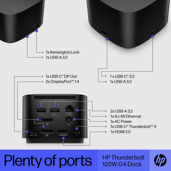 HP Thunderbolt 120W G4 Dock: Connects Windows, Mac, and Chrome OS laptops via Thunderbolt or USB-C for maximum performance.