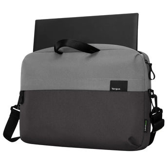 Targus Sagano 14-inch laptop slipcase, two-tone grey. Eco-friendly laptop sleeve with padded protection.