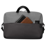 Targus Sagano 14-inch laptop slipcase, two-tone grey. Eco-friendly laptop sleeve with padded protection.