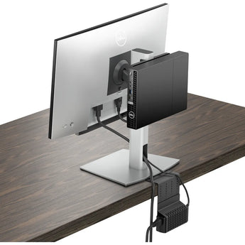 Dell Pro Micro All-in-One Stand MFS22 for OptiPlex Micro. Supports 19"-27" monitors with VESA mount. Clean cable management.
