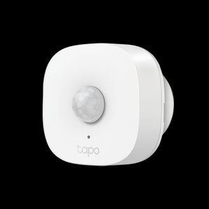 TP-Link Tapo T100 smart motion sensor; small white device detects movement for home security and automation when used with a Tapo Hub.