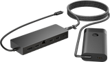 HP Universal USB-C Hub and Laptop Charger Combo with 7 ports for power and data.