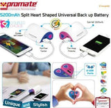 Promate Couple 5200mAh Split Heart Universal Back