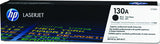HP 130A Black Toner Cartridge (CF350A) for LaserJet Pro printers, producing crisp black text and graphics.