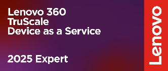 Lenovo 360 TruScale Device as a Service 2025 Expert logo on a gradient background with Lenovo branding.