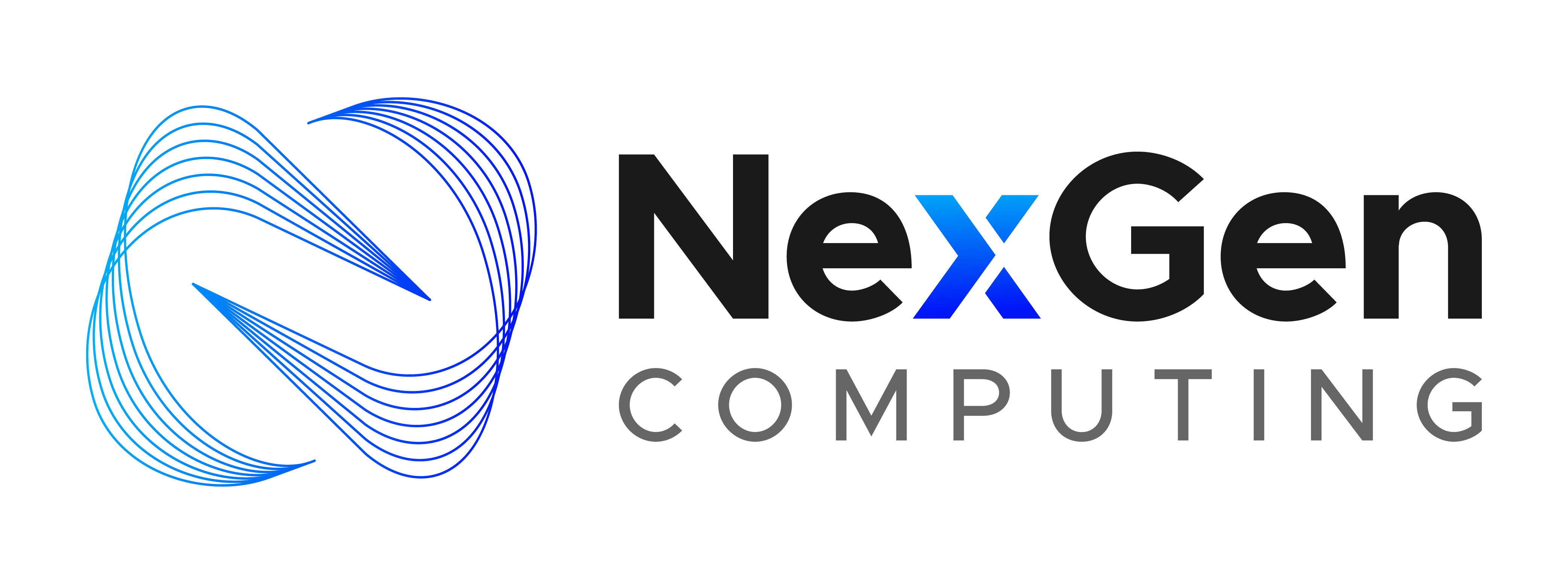 NexGen Computing logo with a blue and black design on a white background