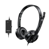 Rapoo H120 USB wired headset: black stereo headphones for clear calls and multimedia