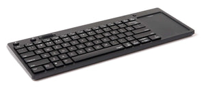 RAPOO K2800 wireless keyboard with integrated trackpad and media keys, black, for PC-connected TV control.