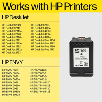 HP 305XL High Yield Black Original Ink Cartridge (3YM62AE) for HP DeskJet printers. Delivers crisp, clear prints.