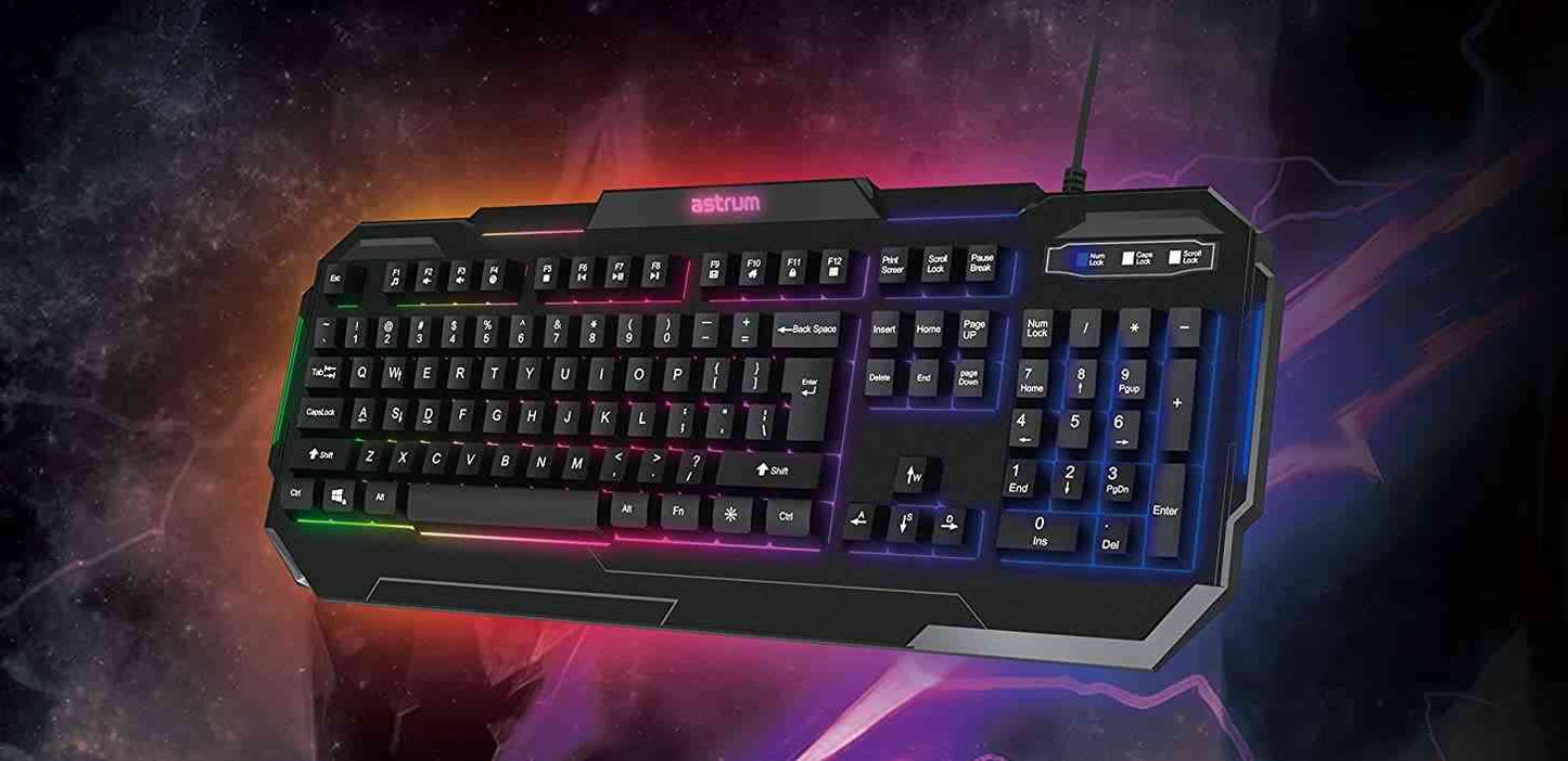 Astrum Slim Backlit Wired Gaming Keyboard - NexGen Computing -R 400.00