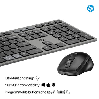 HP 725 Multi-Device Rechargeable Wireless Keyboard and Mouse Combo (9T5B0UT)