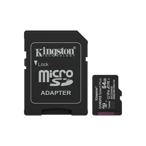 Kingston Canvas Select Plus 64GB microSD card (SDCS3/64GB) for Android devices and cameras.