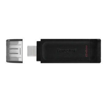 Kingston DataTraveler 70 128GB USB-C flash drive, USB 3.2 Gen 1, compact and lightweight.