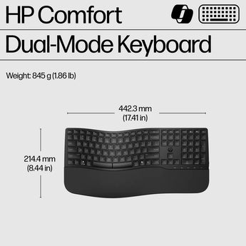 HP 685 Comfort Dual-Mode Keyboard, black, adjustable angle, wireless, for comfortable typing in office and home.