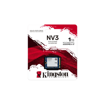 Kingston NV3 1TB M.2 2230 NVMe SSD (SNV3SM3/1T0) for ultrabooks, PCIe 4.0, read speed 6000MB/s, write speed 4000MB/s